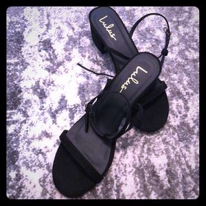 Black velvet sandals